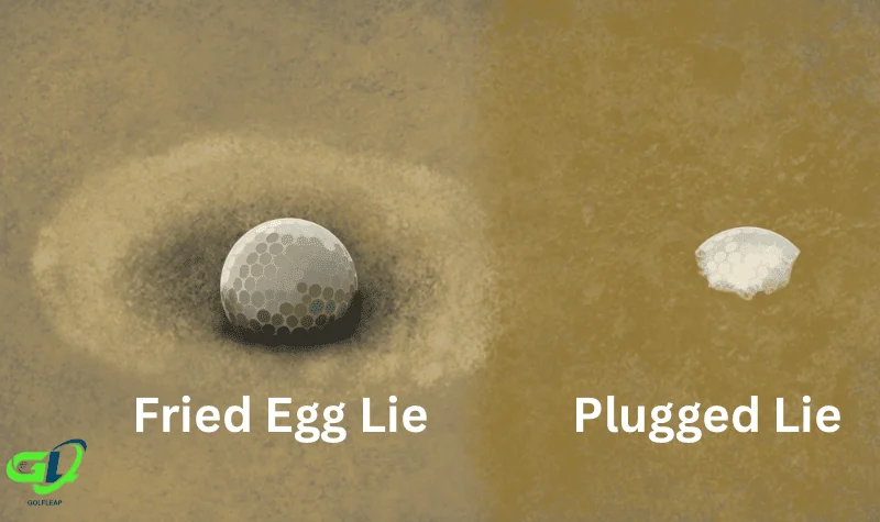 bunker fried egg and plugged golf ball