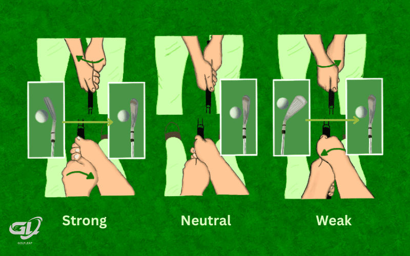 strong, weak, neutral golf grip hub