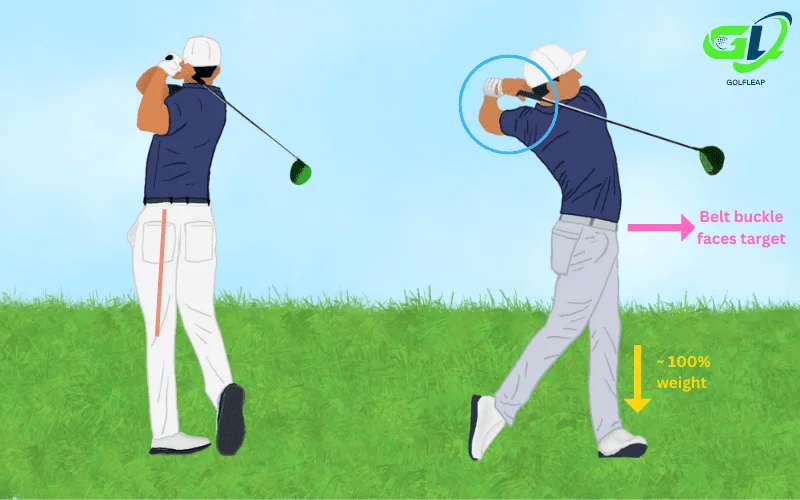 follow through position golf leap